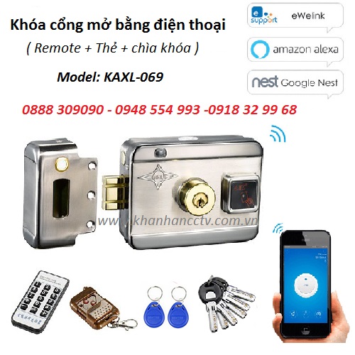 Khóa cổng điều khiển mở bằng Điện thoại, Thẻ từ AXL-069, đại lý, phân phối,mua bán, lắp đặt giá rẻ